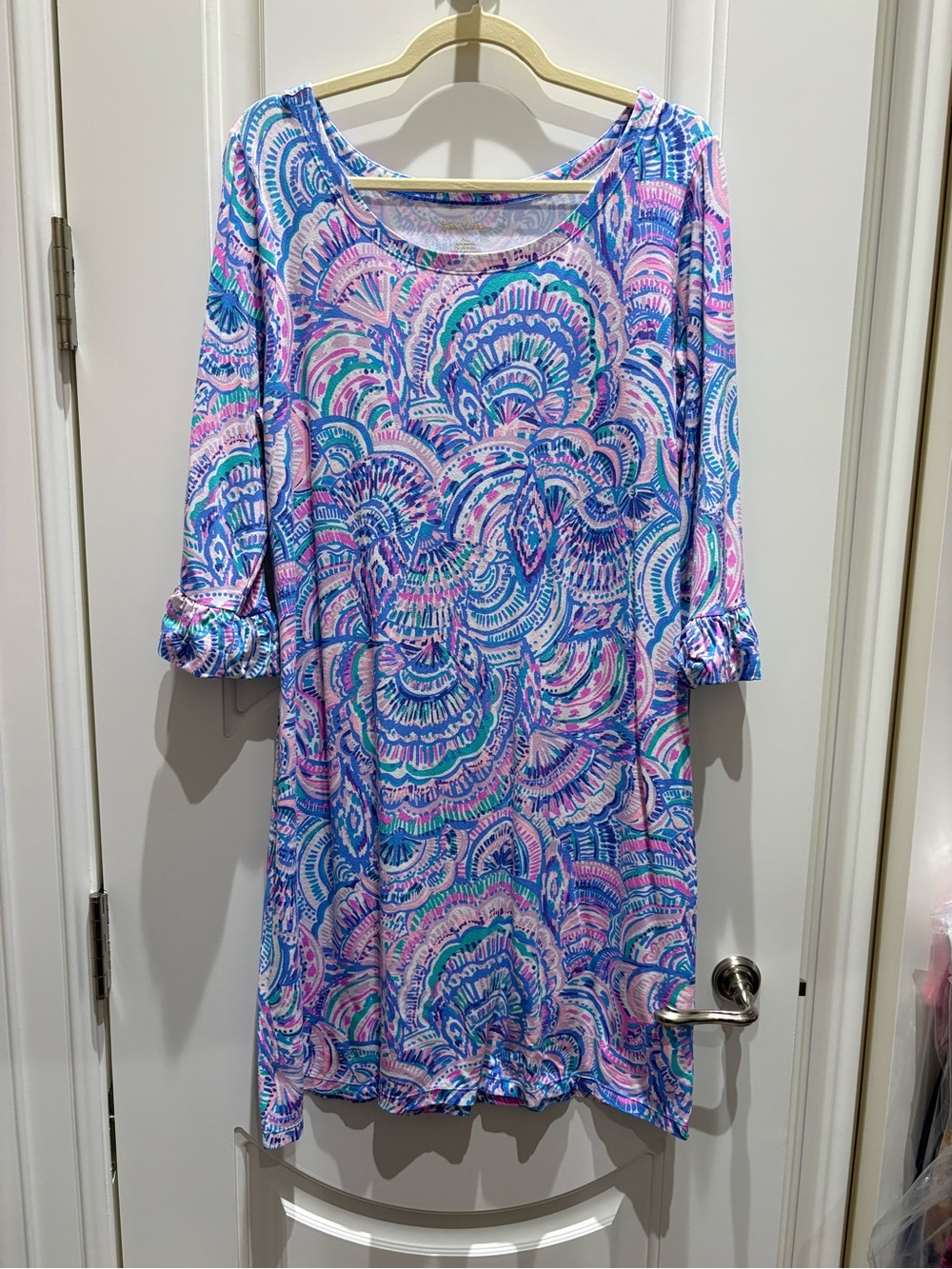 Lilly Pulitzer Blue, Pink & Teal Printed Long-Sleeve Shift Dress